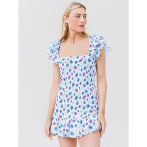 LoveShackFancy‎ Kodie Floral Print Smocked Mini Dress Size XS